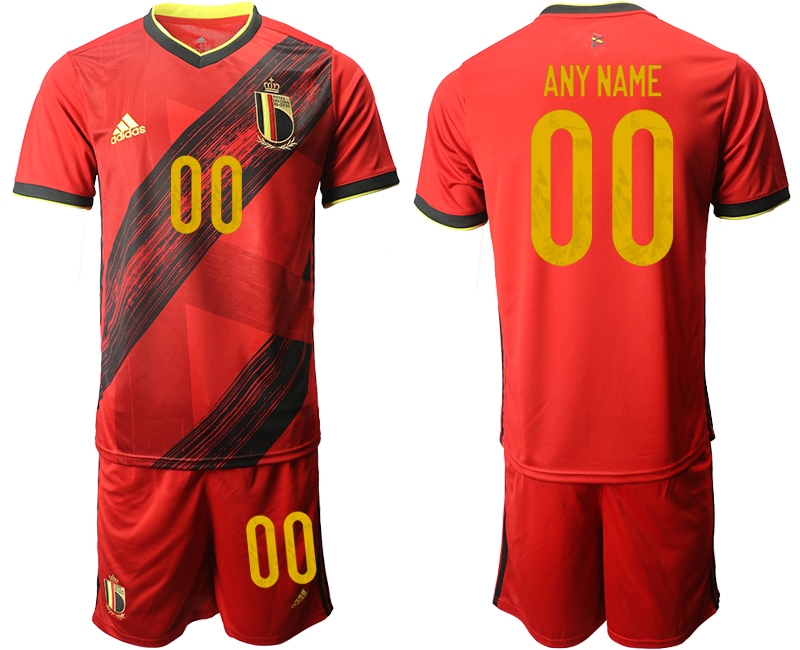 Men 2021 European Cup Belgium home red customized Soccer Jersey